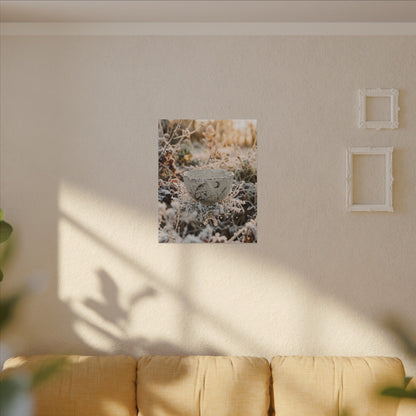 Japandi Ceramic Bowl in Golden Hour | Japanese Pattern Canvas Art