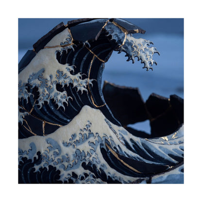 Winter Ocean Wave Gold Repair Wall Art Print | Resilient Decor
