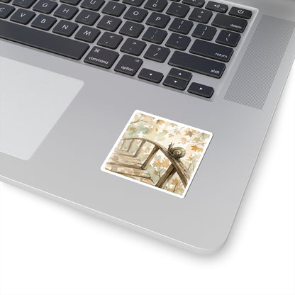 Wooden Bridge Autumn Sticker | Japandi Earthy Design