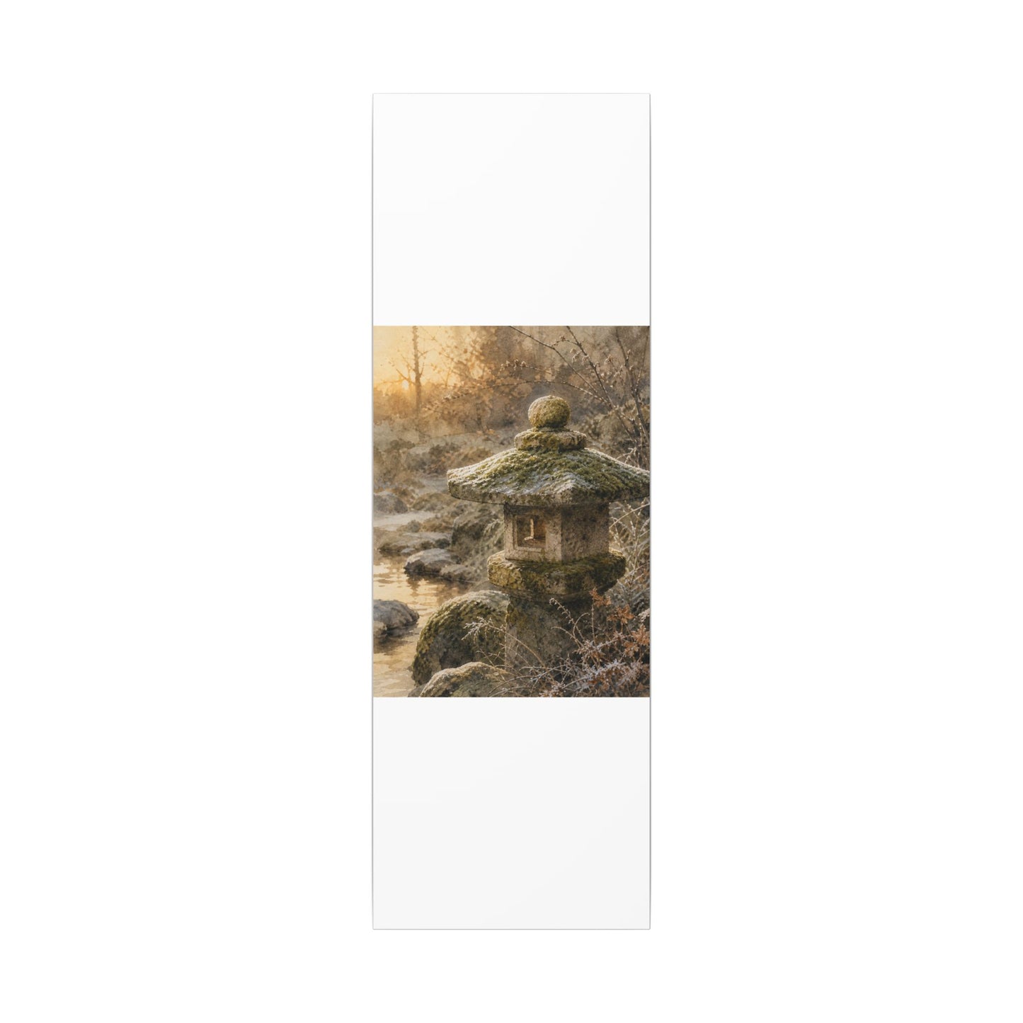 Winter Stone Lantern Watercolor Canvas Art | Earthy Decor