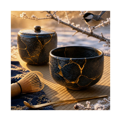 Tea Ceremony Gold Repair Wall Art Print | Philosophical Kintsugi Art