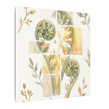 Earthy Fern Unfurling Canvas Art - Watercolor Japandi