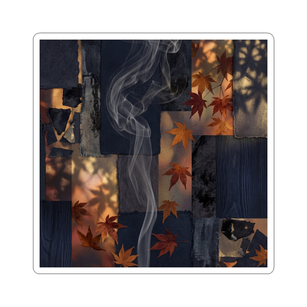 Bold Incense Smoke Sticker - Dark Texture Dark Japandi Art Print
