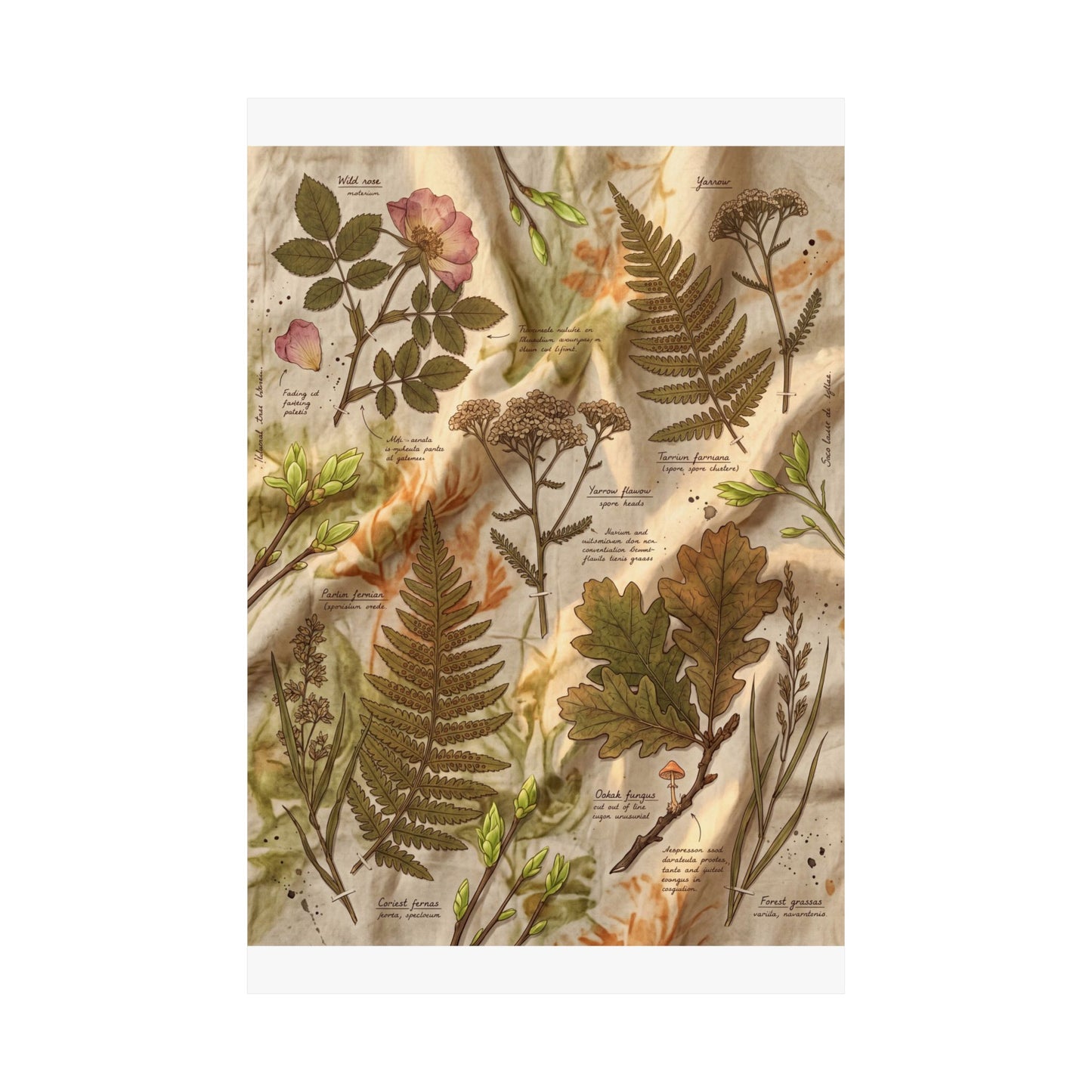 Spring Silk Drape Herbarium Wall Art Print | Nostalgic Decor