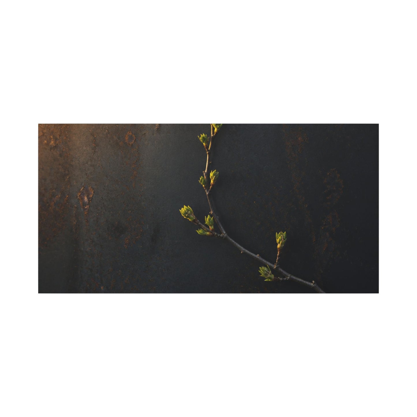 Dark Japandi Rust Patina in Golden Hour | Moody Minimal Canvas Art