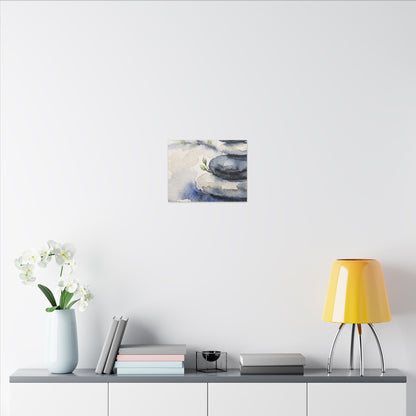 River Stones Watercolor Canvas Art | Cozy Japandi Art
