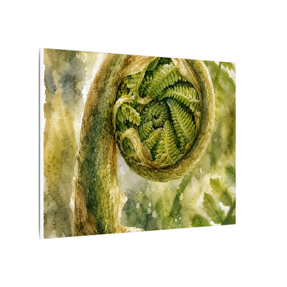 Japandi Fern Unfurling in Dappled | Watercolor Canvas Art