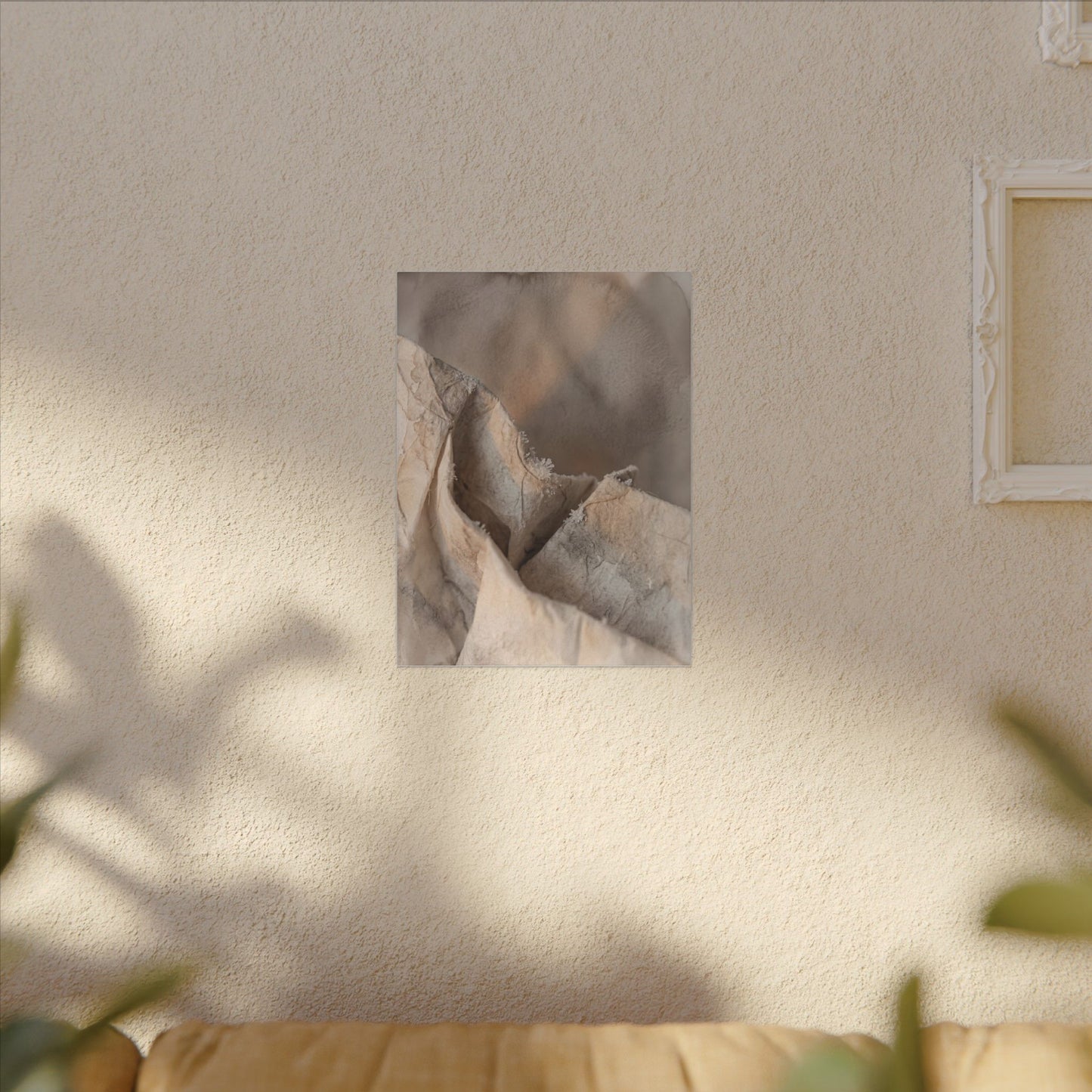 Japandi Paper Fold in Candlelight | Watercolor Canvas Art