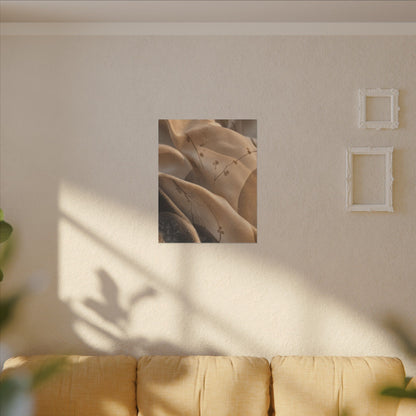 Japandi Silk Drape in Golden Hour | Japanese Pattern Canvas Art