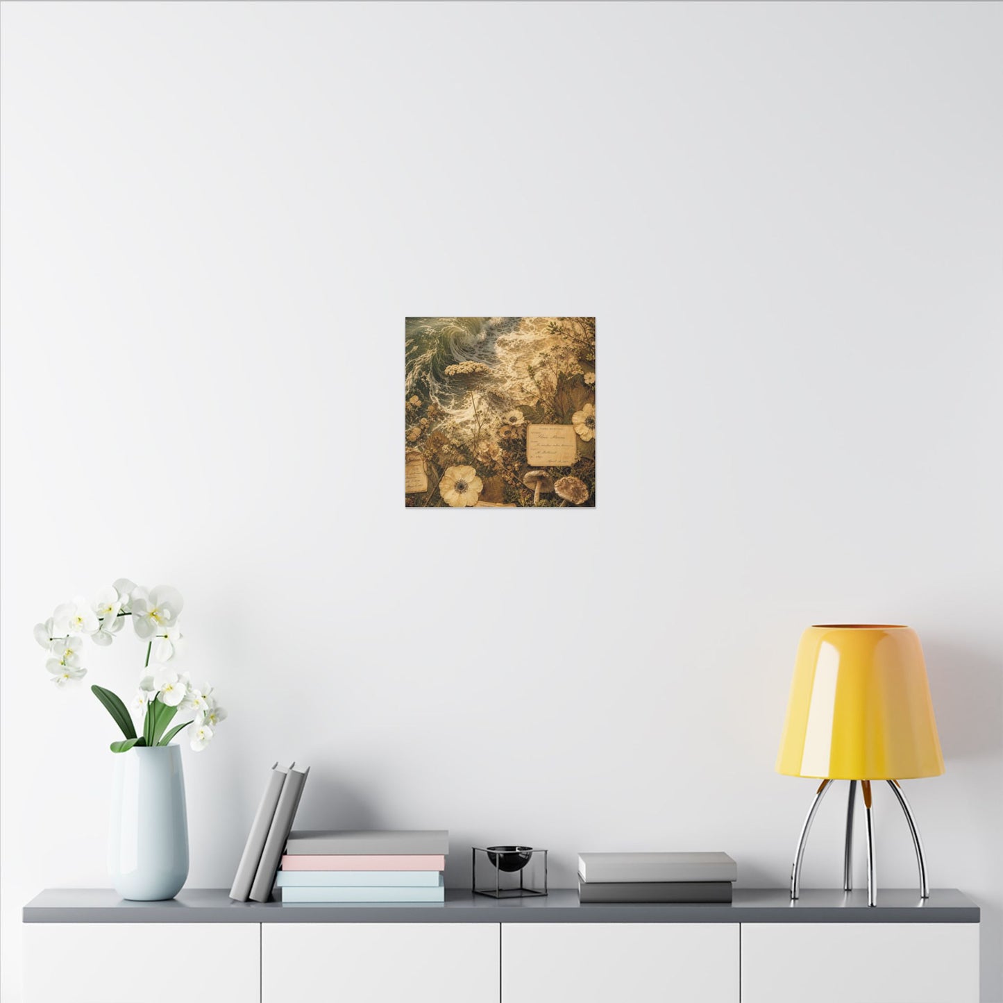 Spring Ocean Wave Herbarium Canvas Art | Nostalgic Decor