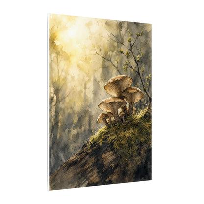 Wild Mushrooms Canvas Art | Spring Japandi Watercolor Art