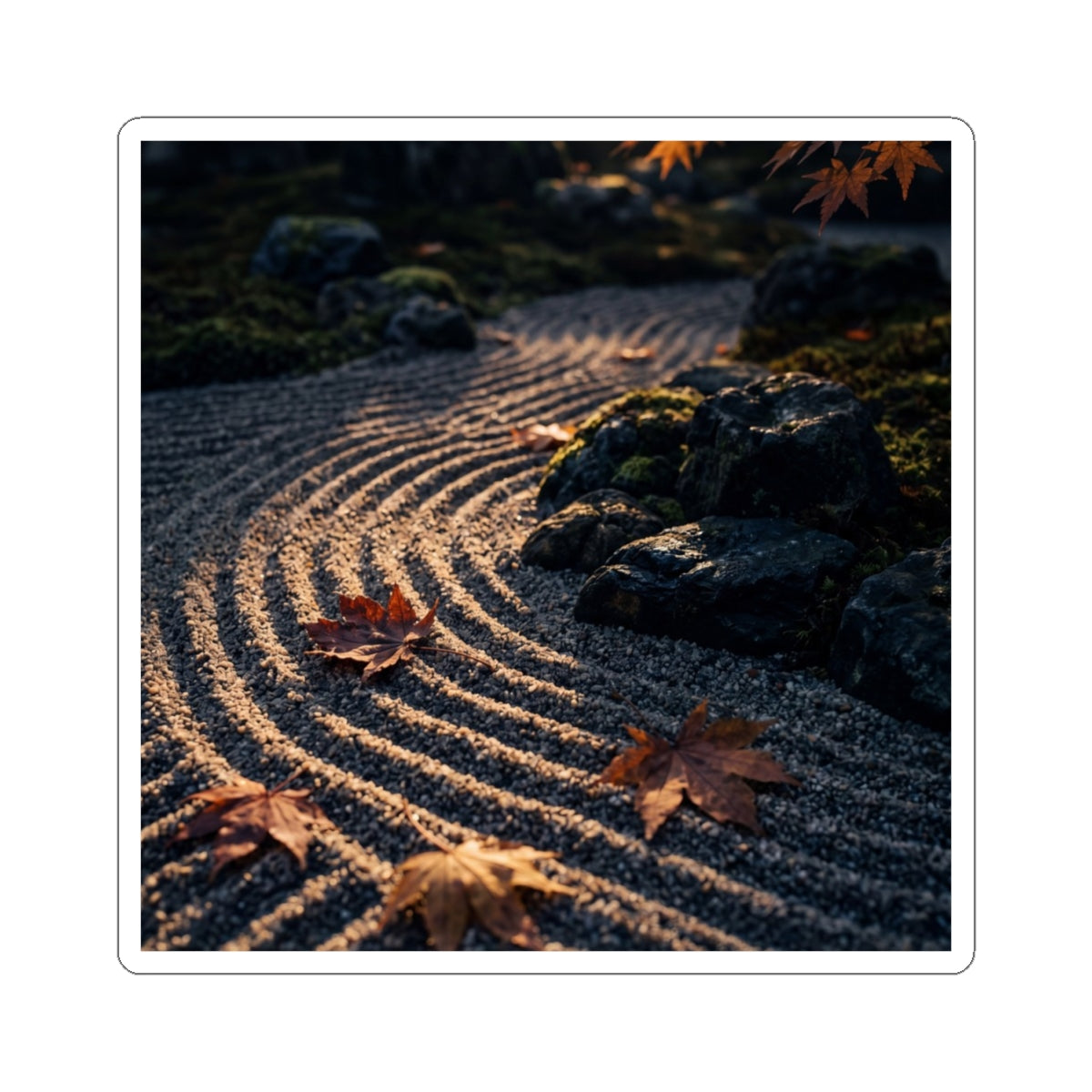 Luxurious Rock Garden Sticker - Moody Minimal Dark Japandi