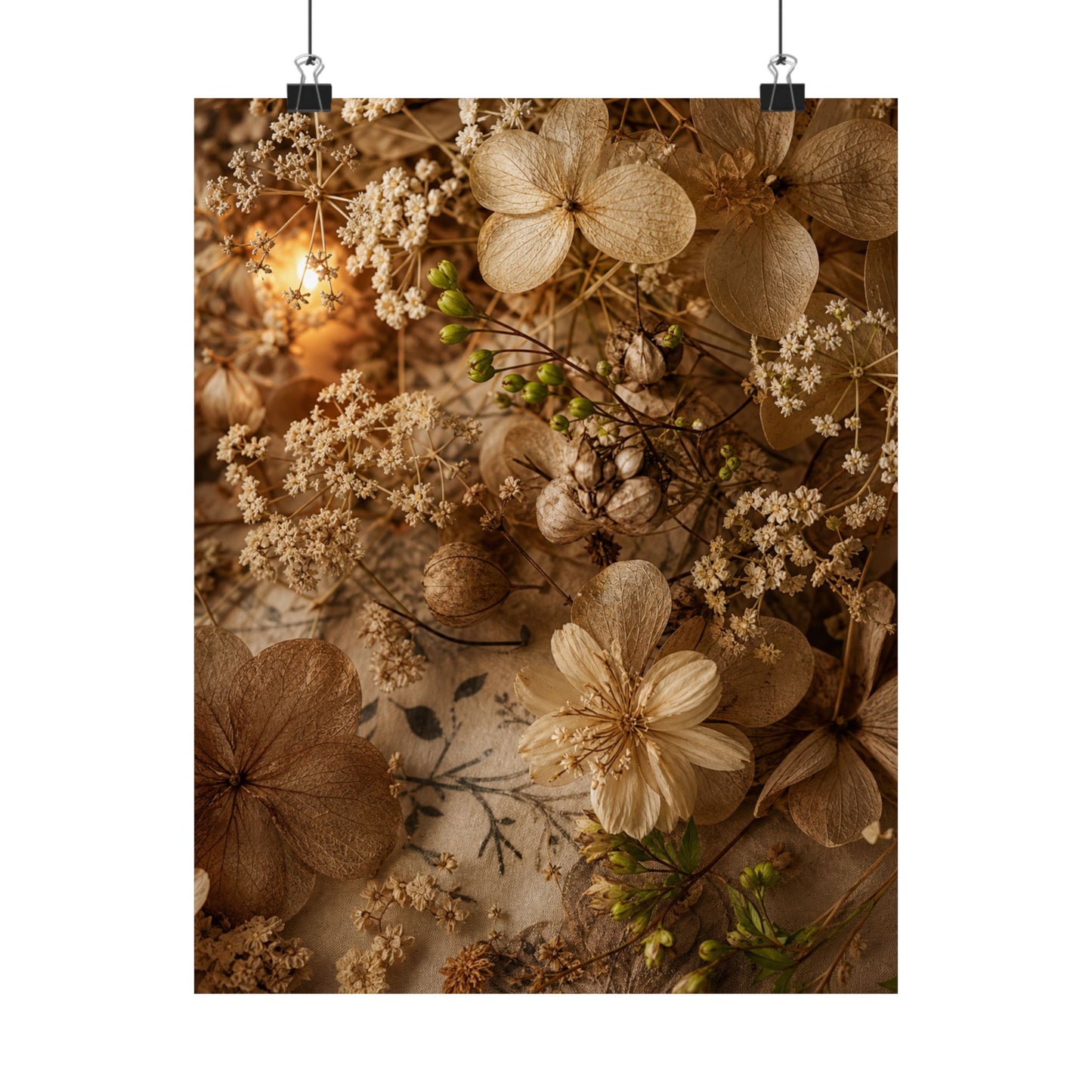 Candlelight Dried Flowers Wall Art Print - Japandi Fukinsei