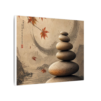 Japandi River Stones in Candlelight | Japanese Pattern Canvas Art