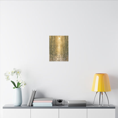 Bamboo Grove Winter Canvas Art | Japandi Elegant Design