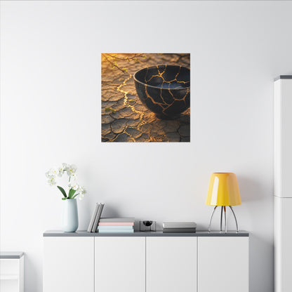 Golden Hour Cracked Earth Canvas Art - Kintsugi Fukinsei