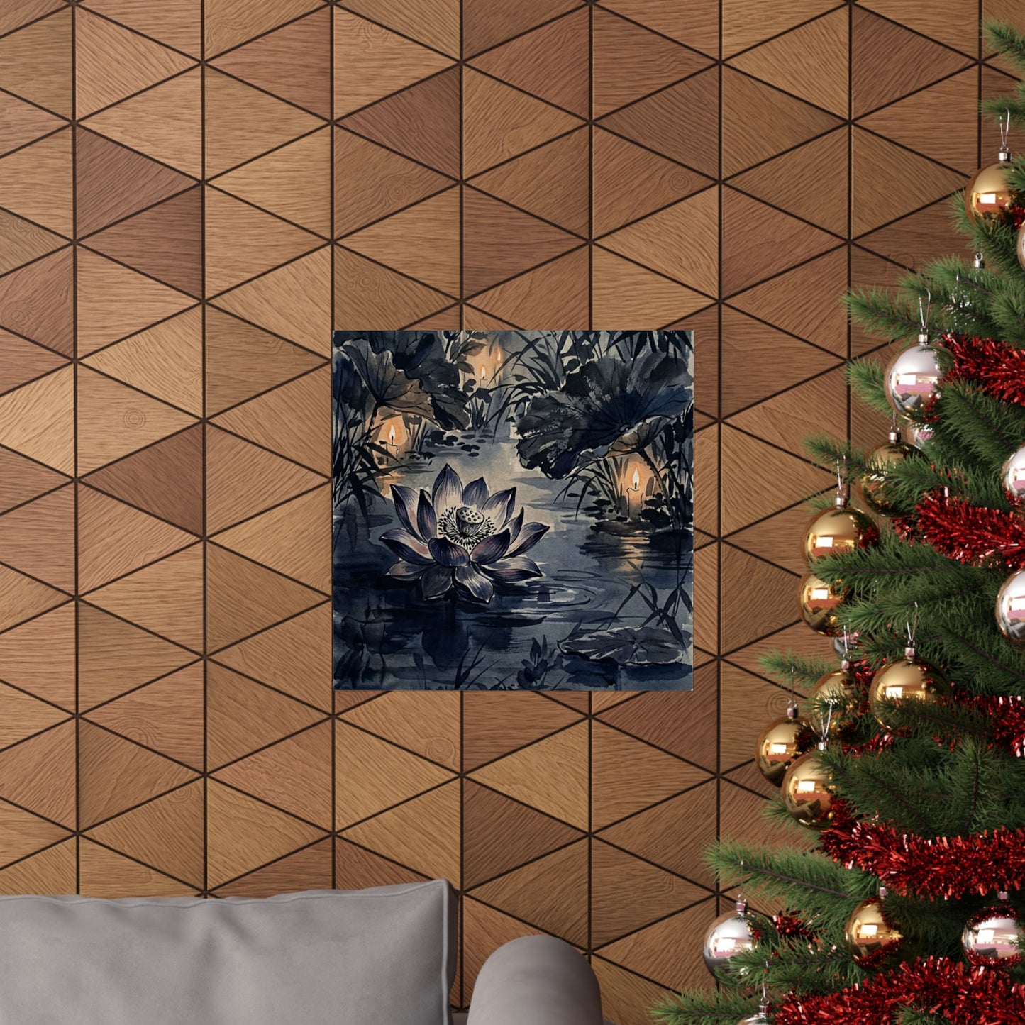 Candlelight Lotus Flower Wall Art Print - Zen Fukinsei