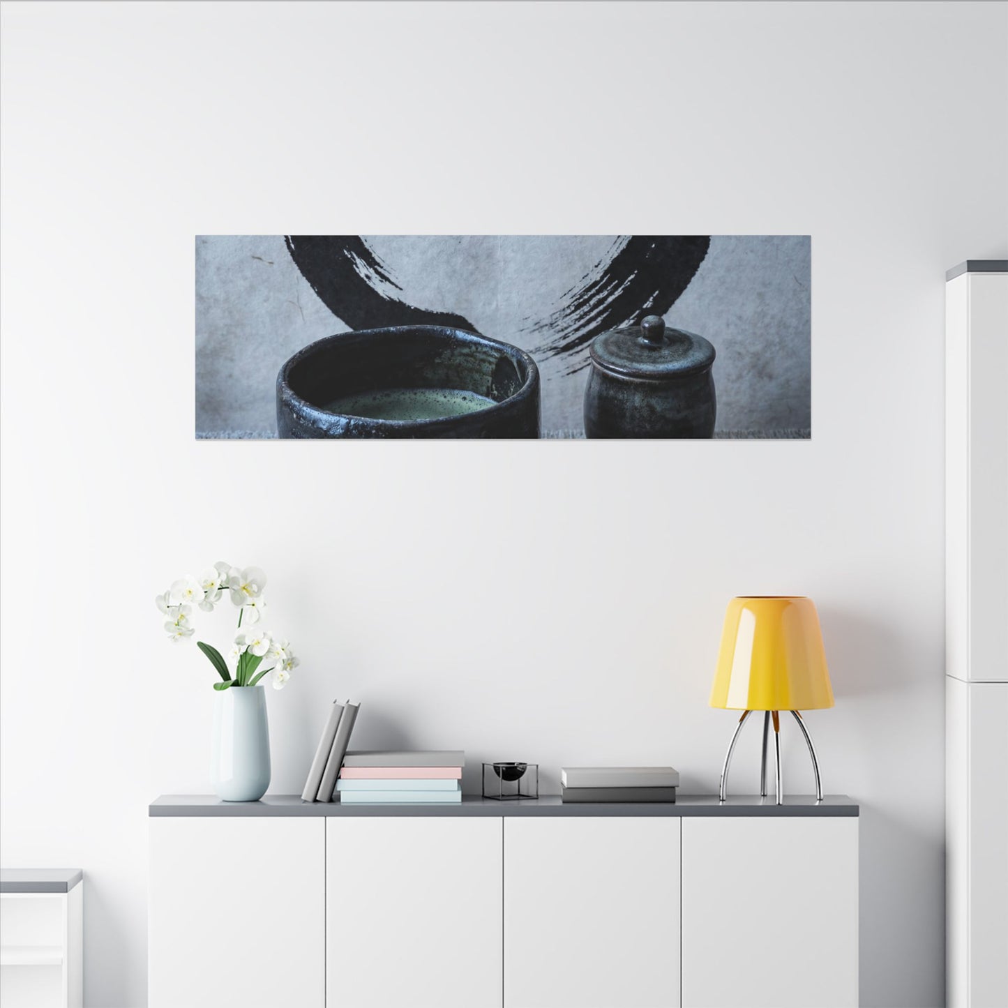 Tea Ceremony Canvas Art | Winter Zen Enso Art