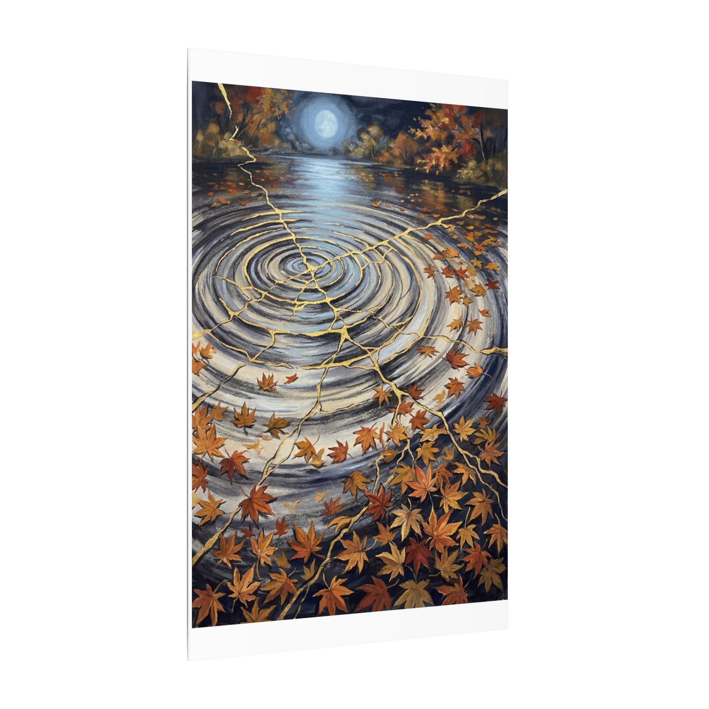 Moonlight Water Ripple Canvas Art - Kintsugi Fukinsei