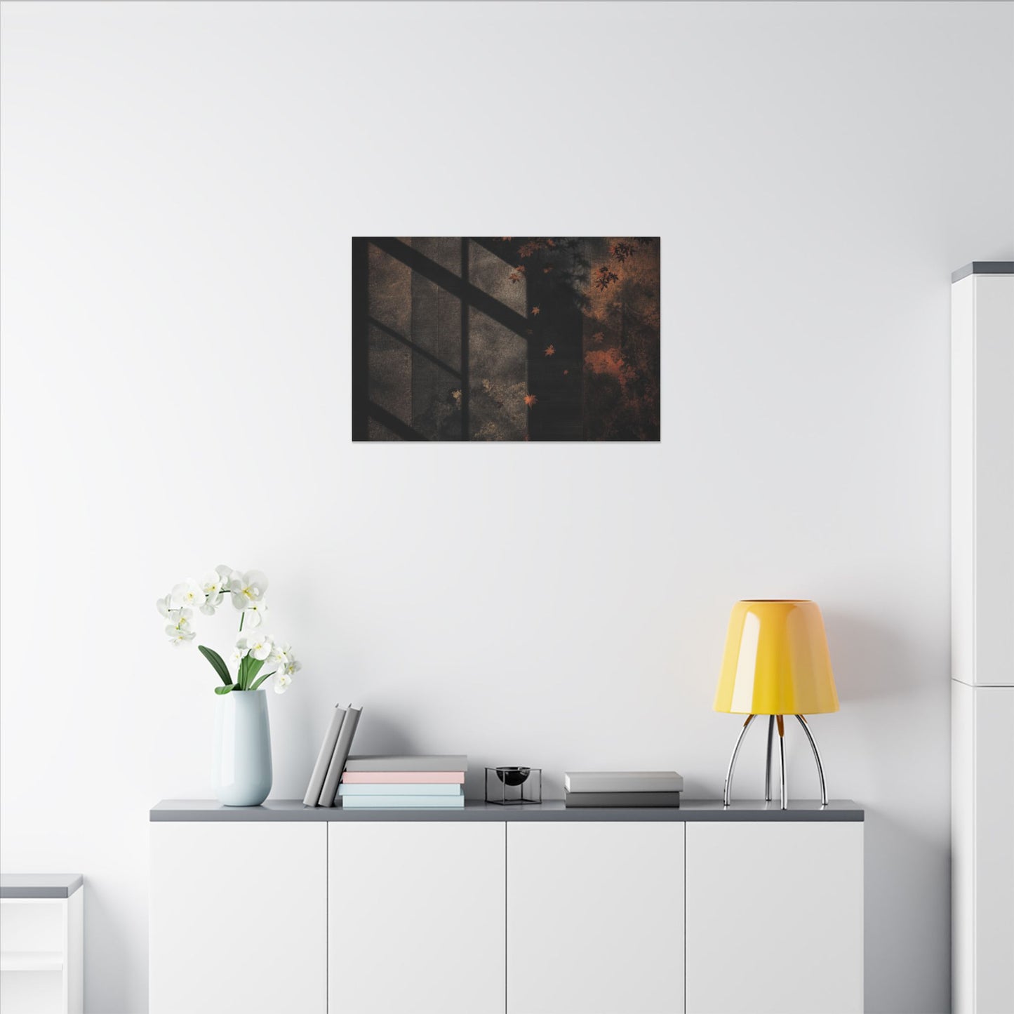 Sophisticated Shadow Play Canvas Art - Dark Texture Dark Japandi