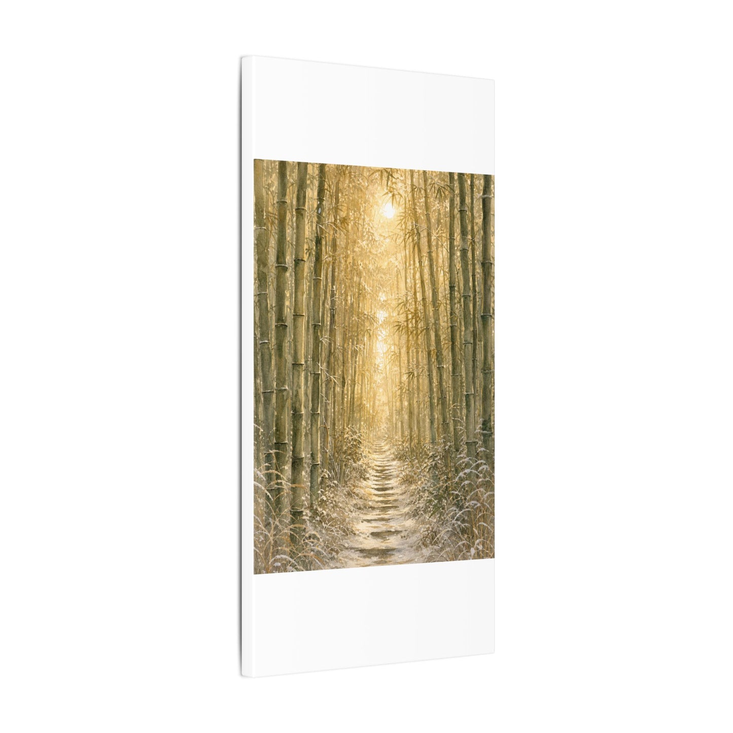 Bamboo Grove Winter Canvas Art | Japandi Elegant Design