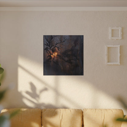 Winter Rust Patina Charcoal Ink Canvas Art | Atmospheric Decor