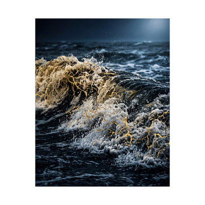 Beautiful Ocean Wave Wall Art Print - Gold Vein Kintsugi