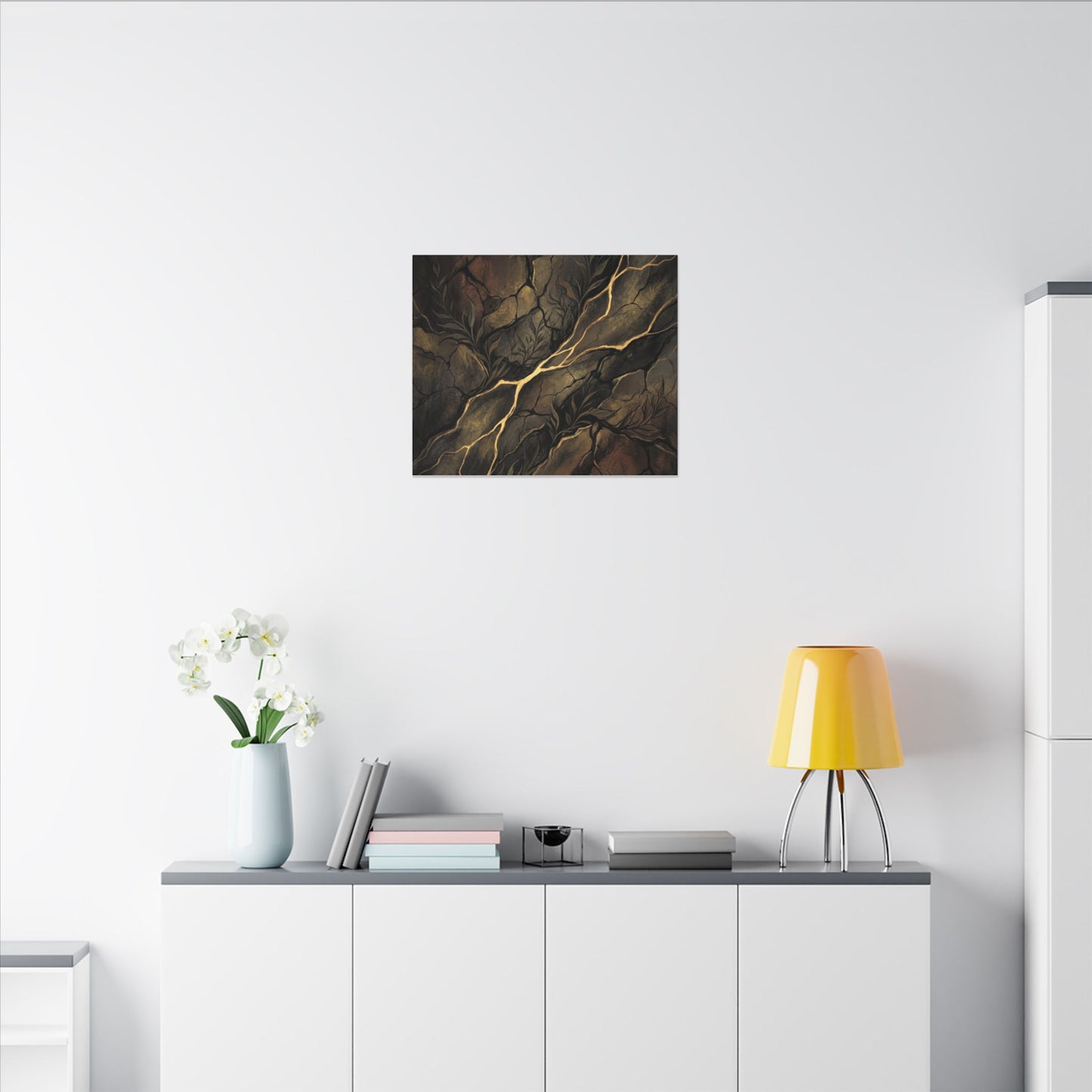 Cracked Earth Charcoal Ink Canvas Art | Bold Dark Japandi Art