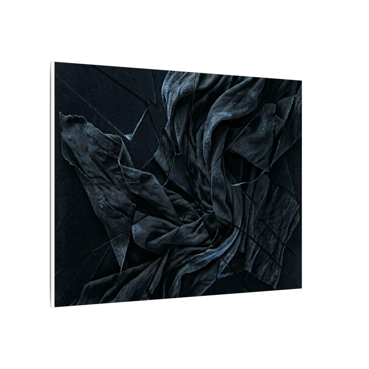 Dark Japandi Silk Drape in Moonlight | Moody Minimal Canvas Art