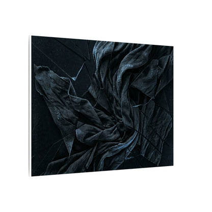 Dark Japandi Silk Drape in Moonlight | Moody Minimal Canvas Art