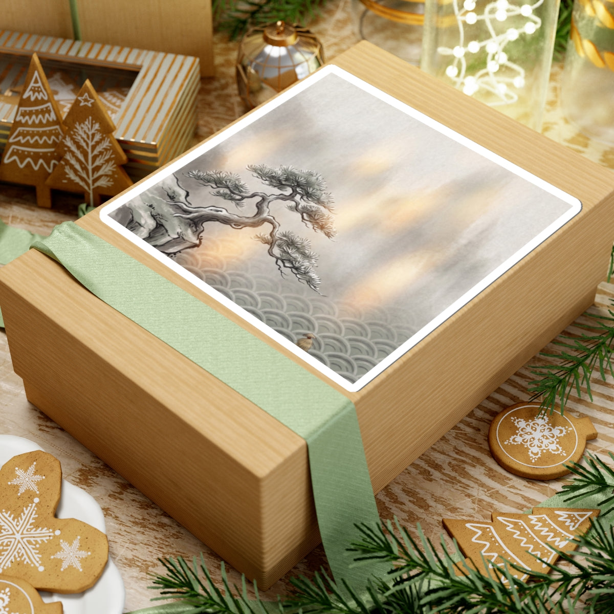 Warm Pine Tree Sticker - Japanese Pattern Japandi