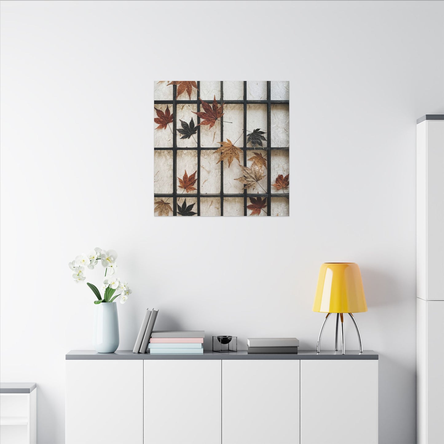 Japandi Shoji Screen in Overcast | Texture Canvas Art