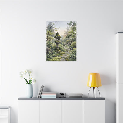 Neutral Stone Lantern Canvas Art - Watercolor Japandi