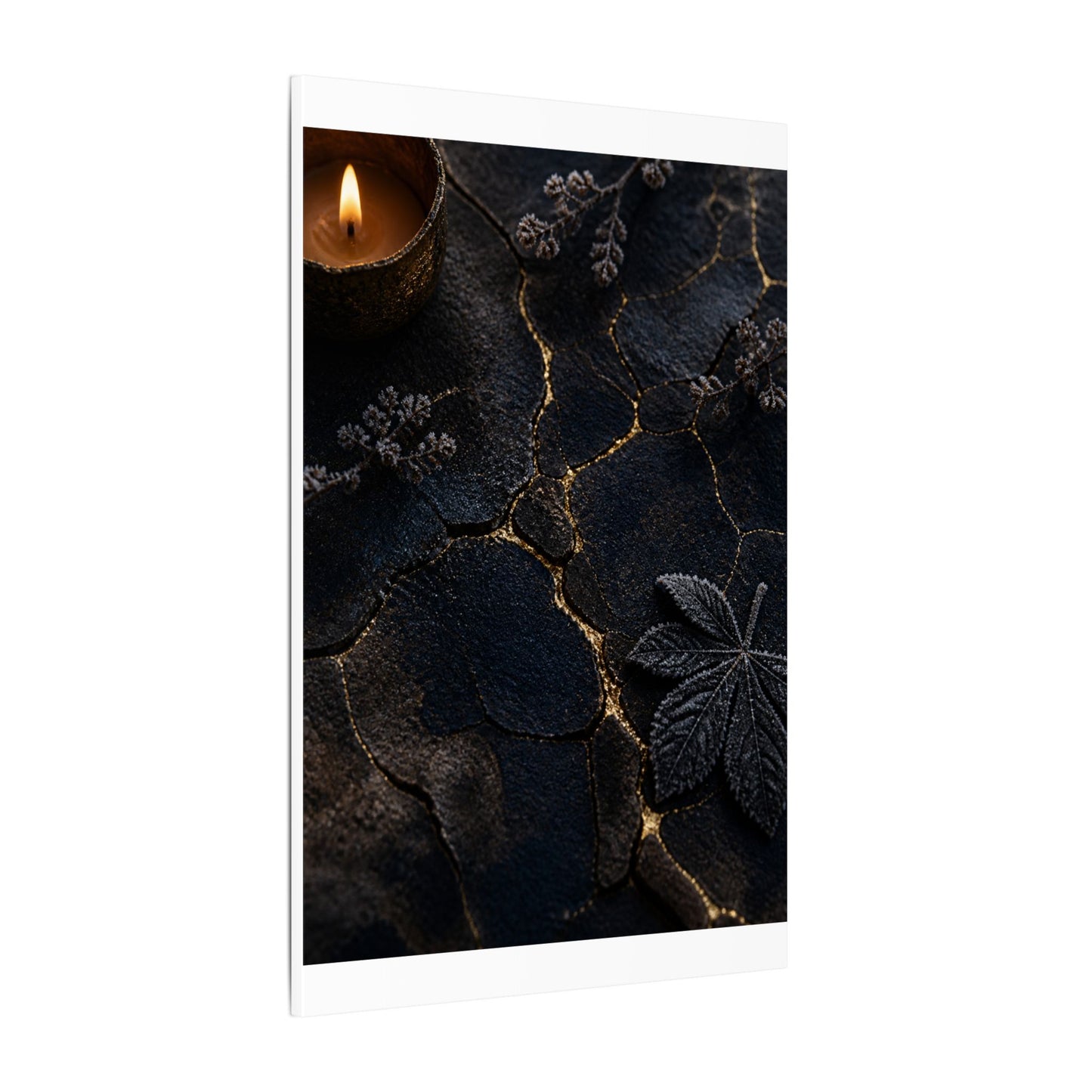 Candlelight Cracked Earth Canvas Art - Dark Japandi Ma