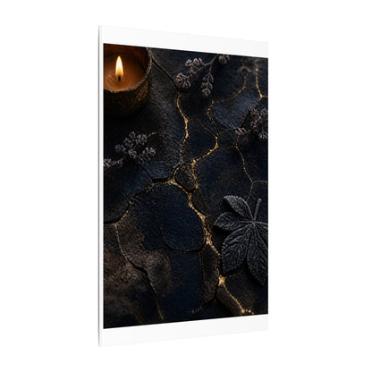 Candlelight Cracked Earth Canvas Art - Dark Japandi Ma