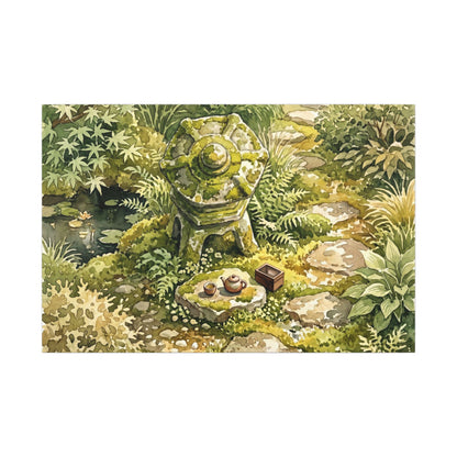 Datsuzoku Stone Lantern Canvas Art - Japandi Watercolor