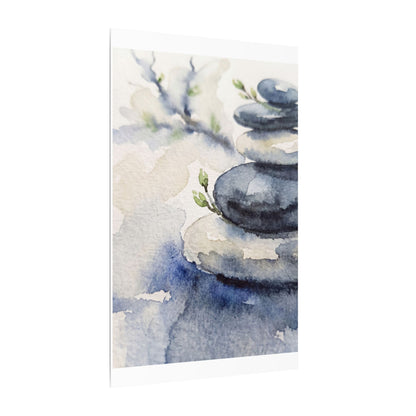 River Stones Watercolor Canvas Art | Cozy Japandi Art