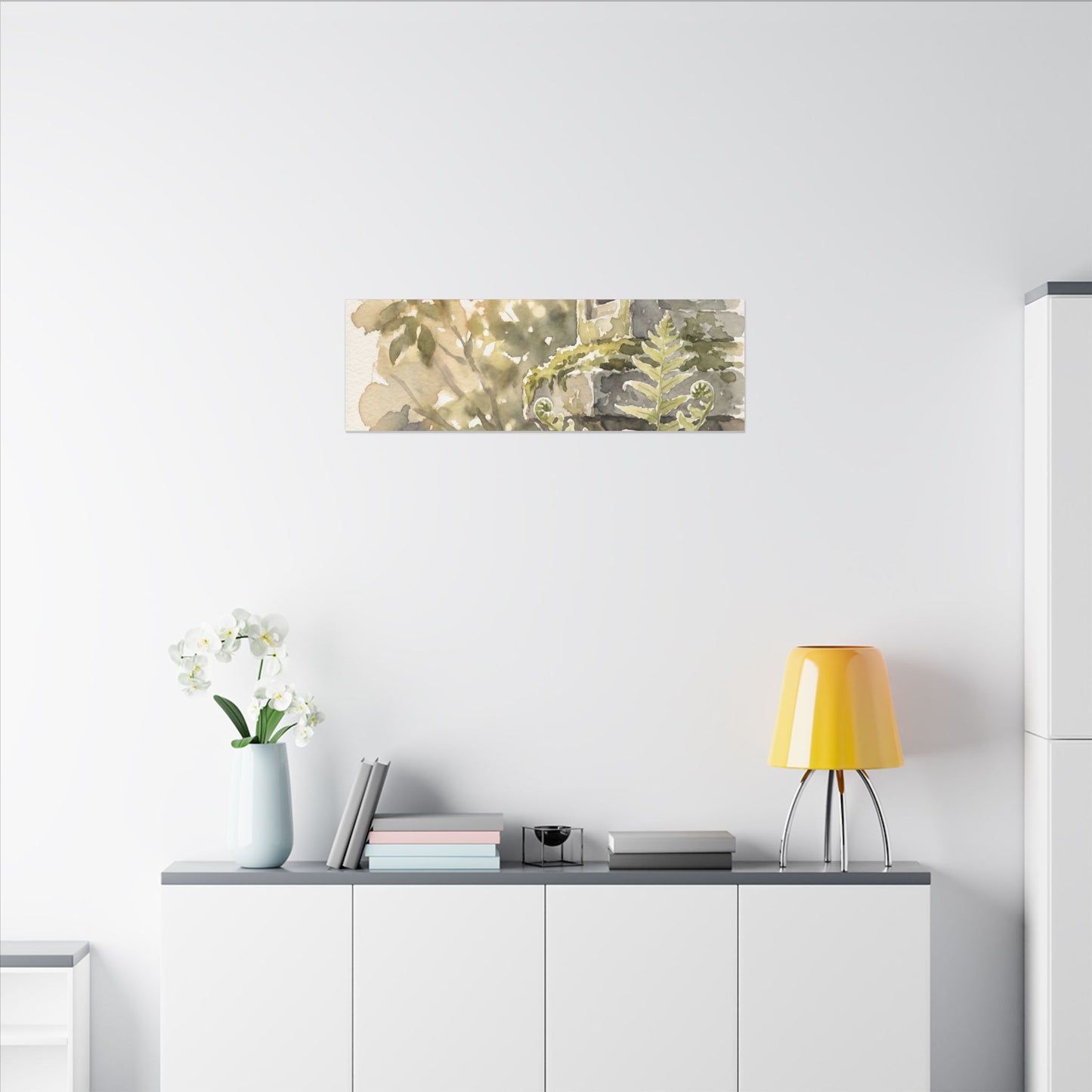 Earthy Stone Lantern Canvas Art - Watercolor Japandi