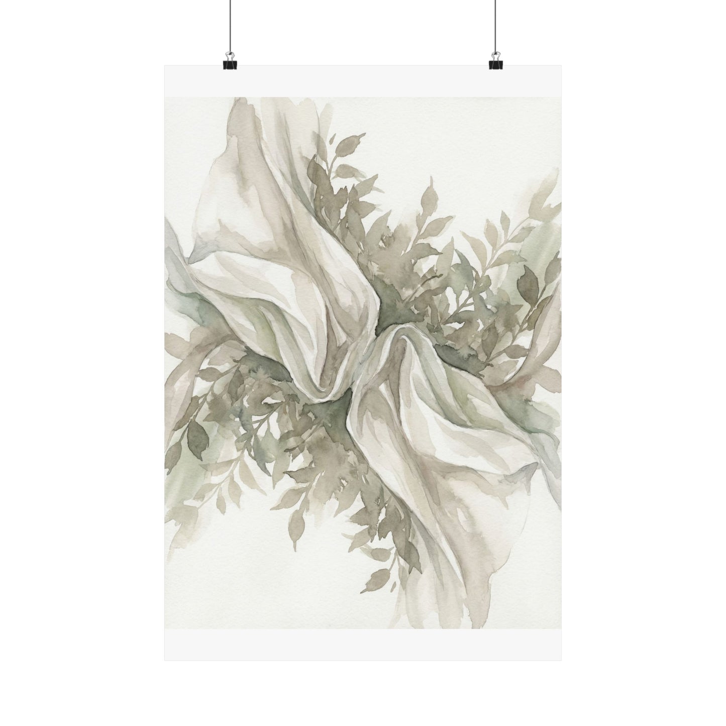 Silk Drape Watercolor Wall Art Print | Elegant Japandi Art Art Print