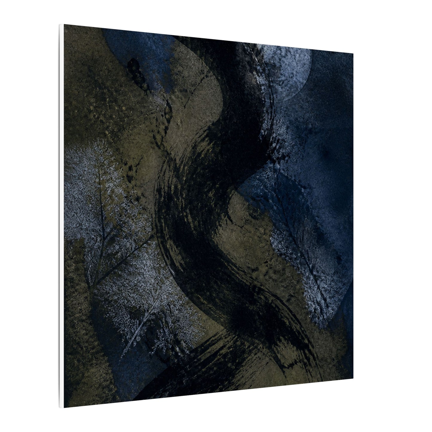 Shibui Ink Brushstroke Canvas Art - Dark Japandi Dark Texture
