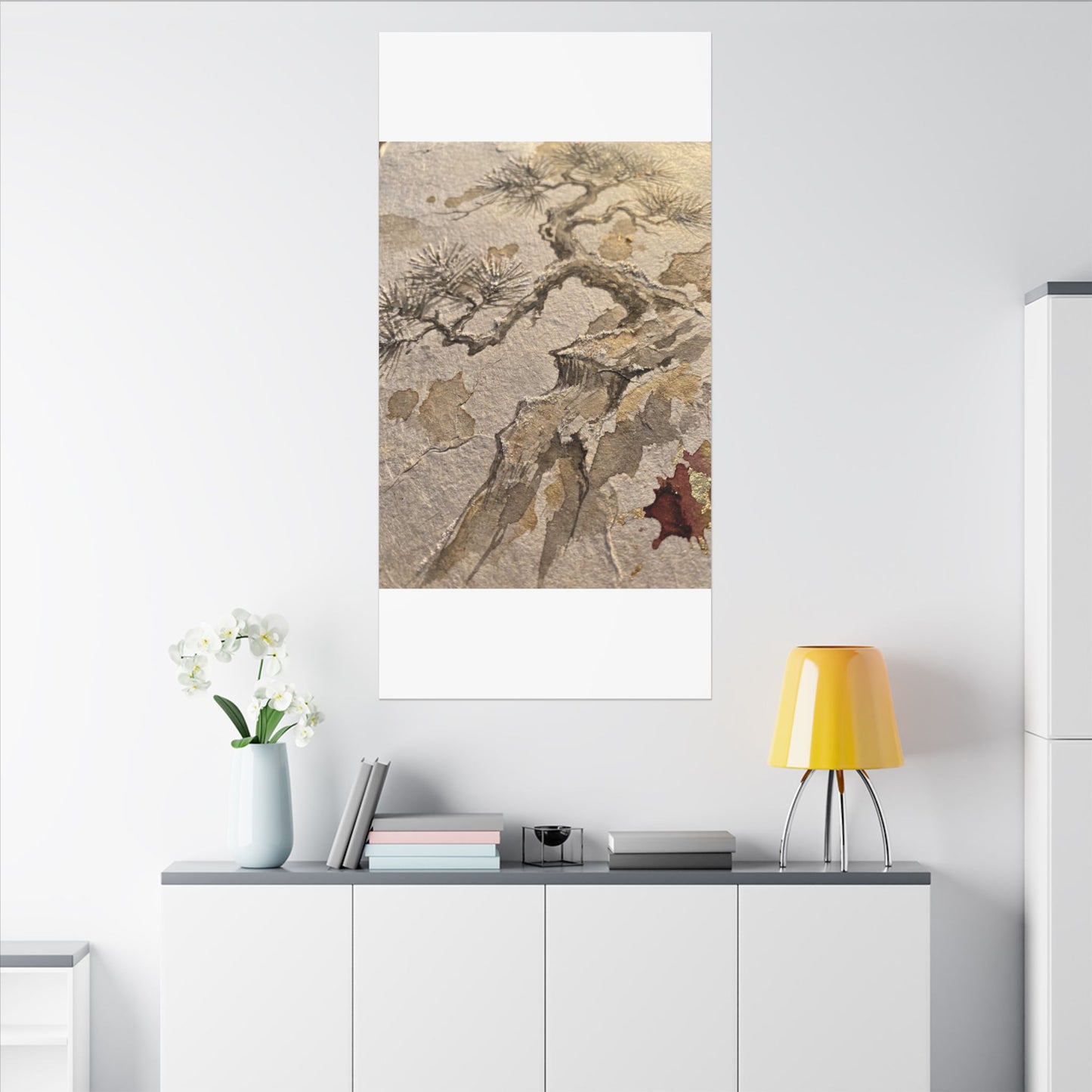 Pine Tree Canvas Art | Winter Japandi Japanese Pattern Art