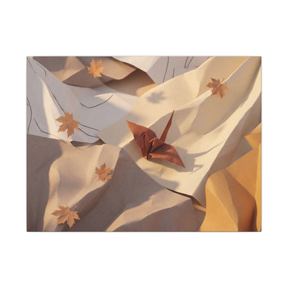 Autumn Paper Fold Minimal Line Canvas Art | Cozy Decor Art Print