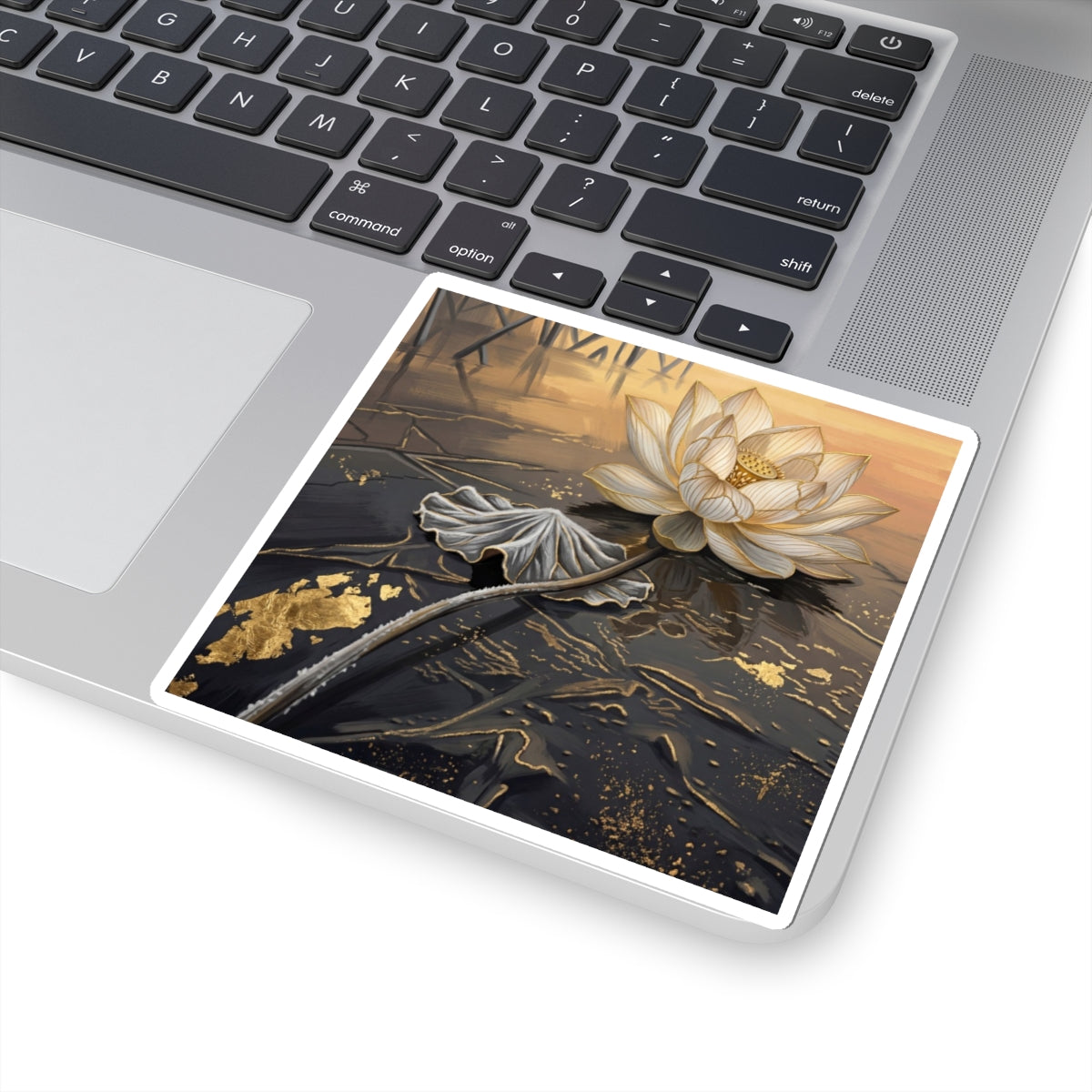 Lotus Flower Winter Sticker | Kintsugi Healing Design Art Print