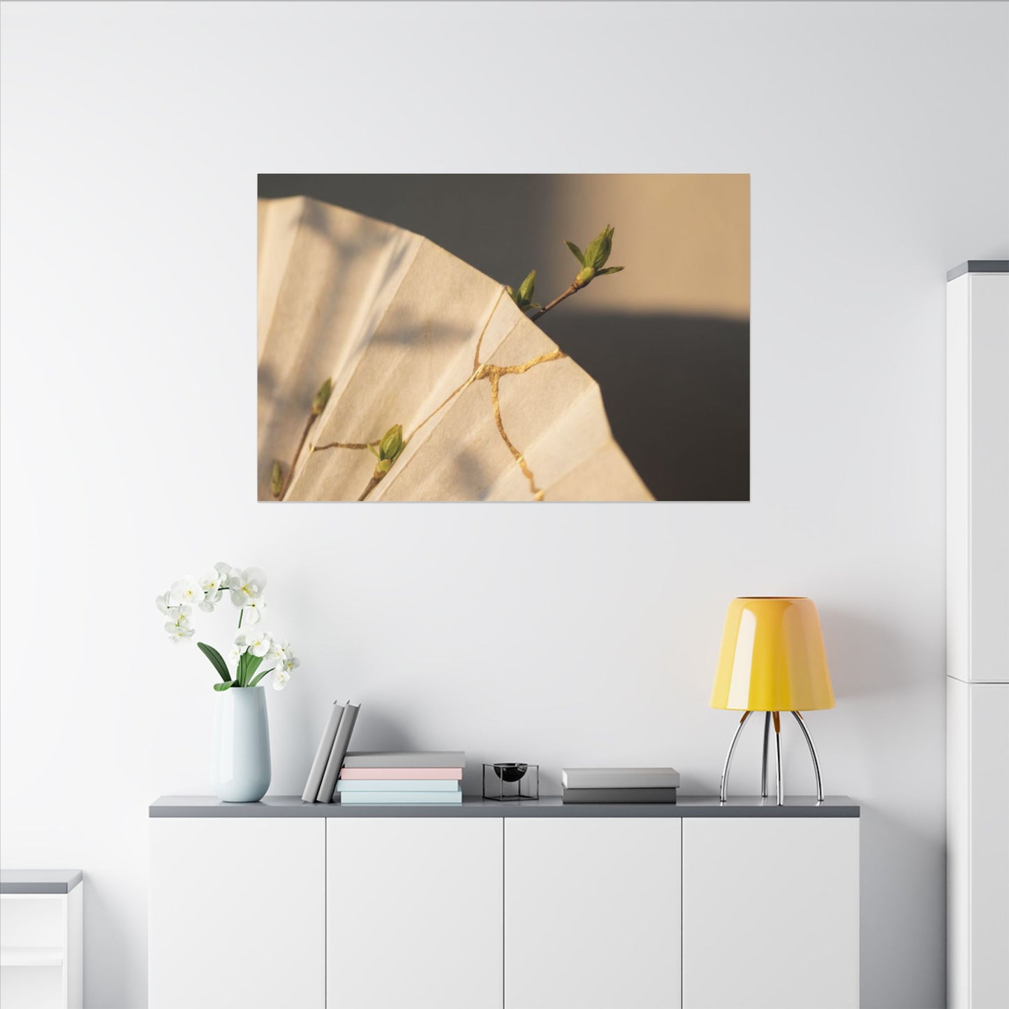 Paper Fold Gold Vein Canvas Art | Healing Kintsugi Art
