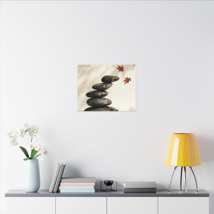 Kintsugi River Stones in Dappled | Crackle Gold Canvas Art