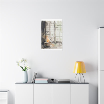 Shoji Screen Canvas Art | Spring Japandi Watercolor Art