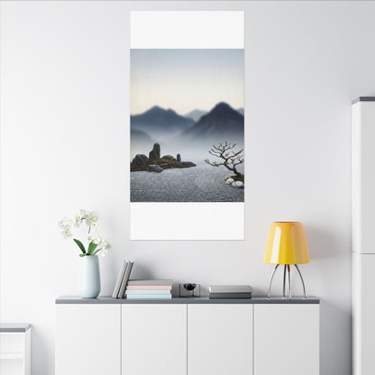 Mountain Mist Karesansui Canvas Art | Contemplative Zen Art