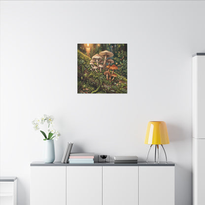 Spring Wild Mushrooms Herbarium Canvas Art | Rustic Decor