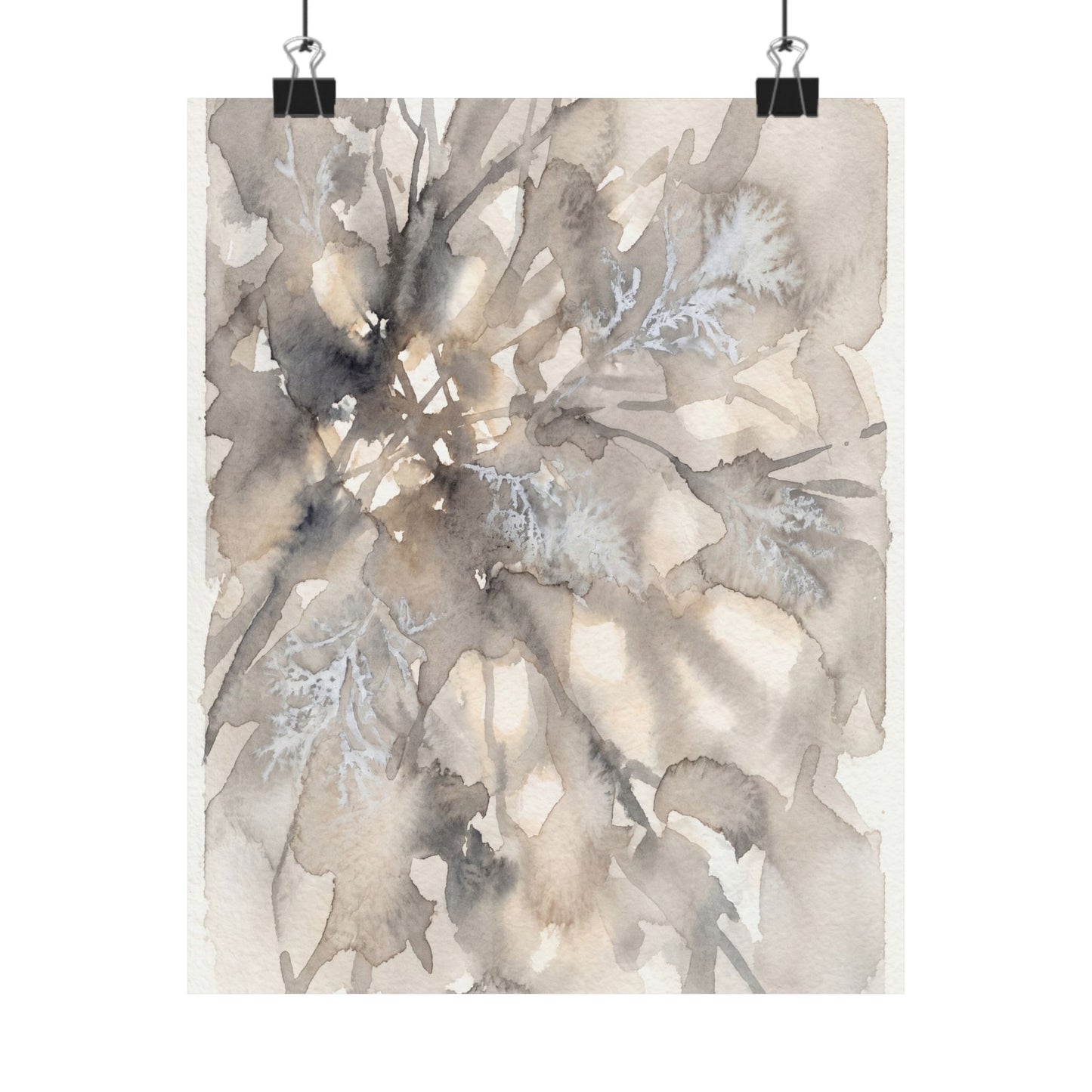 Shadow Play Wall Art Print | Winter Japandi Watercolor Art