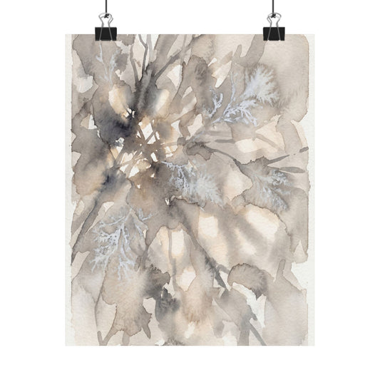 Shadow Play Wall Art Print | Winter Japandi Watercolor Art